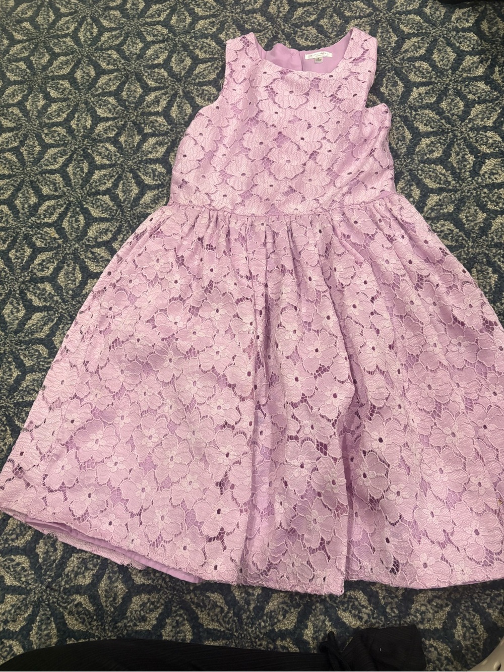 Tahari Girls' Lilac Lace Overlay Dress